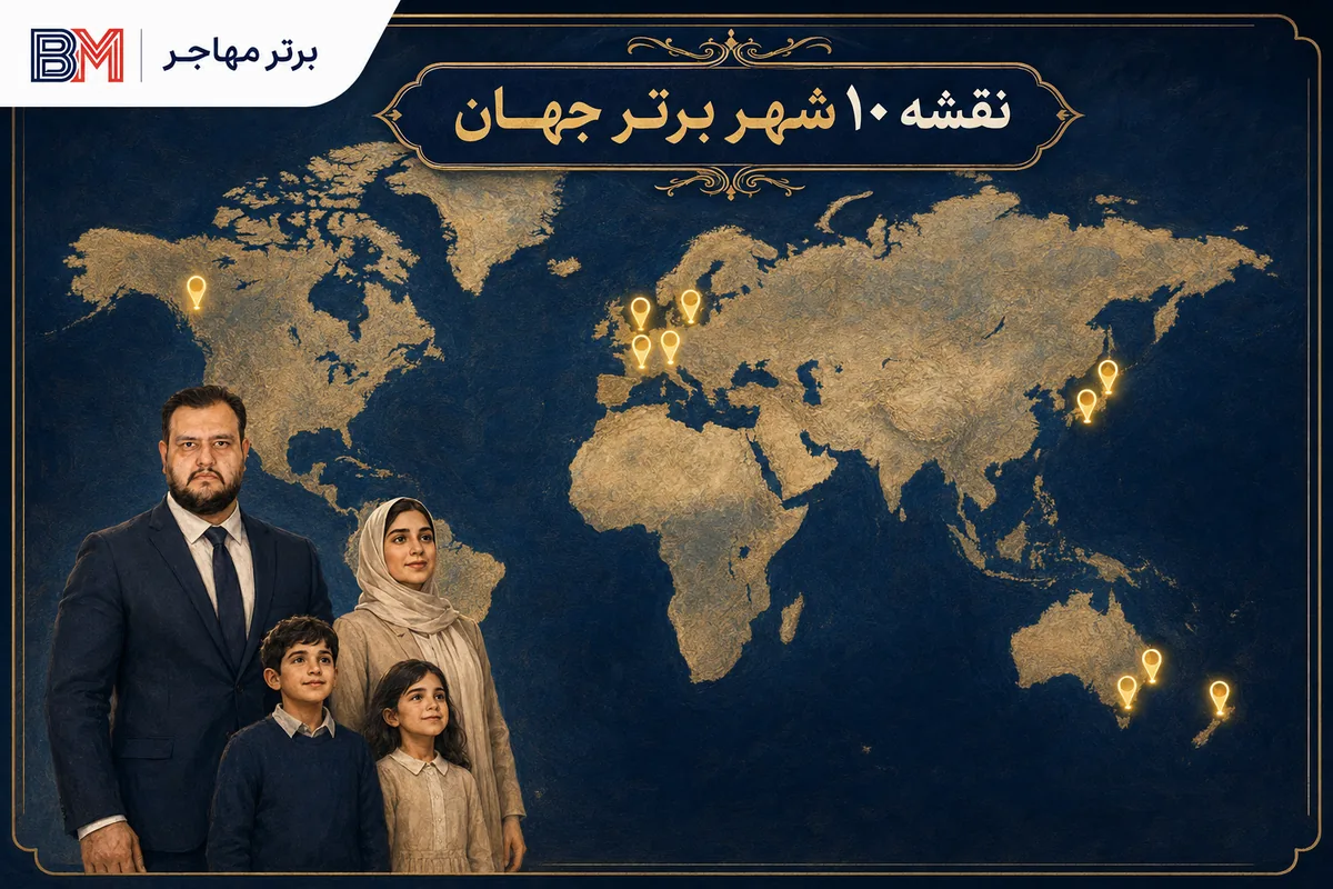 نقشه موقعیت 10 شهر برتر جهان برای زندگی در سال 2026