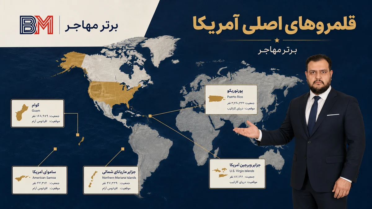 نقشه قلمروهای تحت پرچم آمریکا در کارائیب و اقیانوس آرام