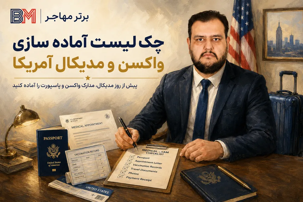 چک لیست مدارک واکسن و مدیکال مهاجرت آمریکا