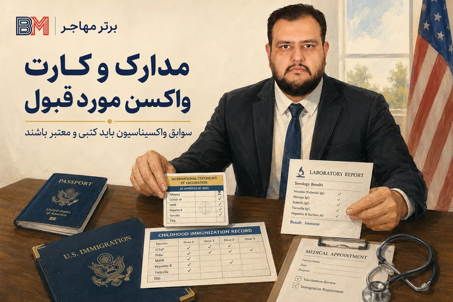 مدارک و کارت واکسن مورد قبول برای مدیکال مهاجرت آمریکا