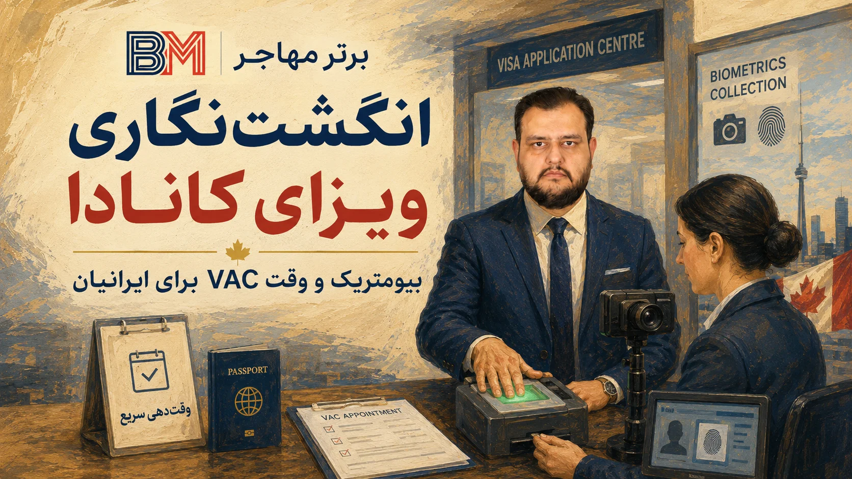 انگشت نگاری ویزای کانادا برای متقاضیان ایرانی در مرکز VAC