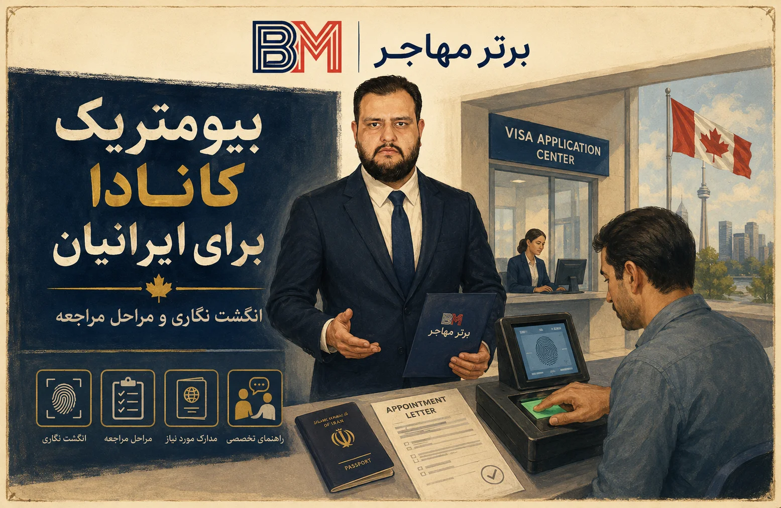 انگشت نگاری و بیومتریک کانادا برای متقاضیان ایرانی