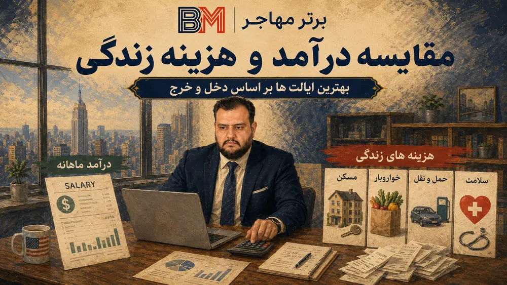 مقایسه درآمد و هزینه زندگی در ایالت های آمریکا