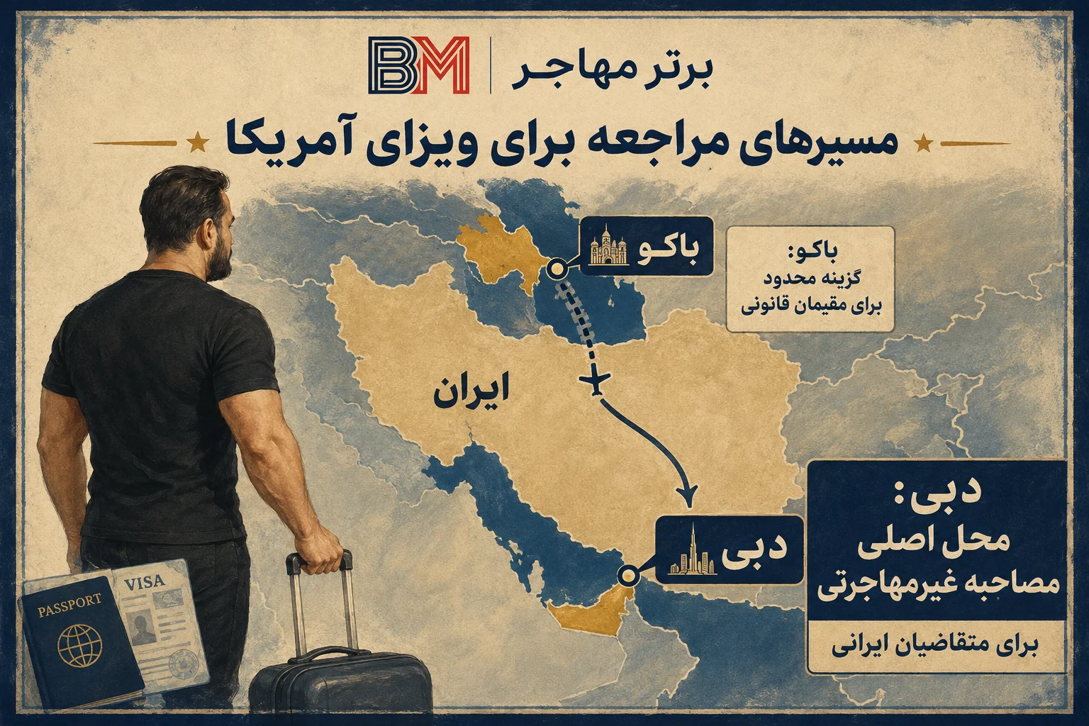 مقایسه باکو و دبی برای مصاحبه ویزای آمریکا متقاضیان ایرانی