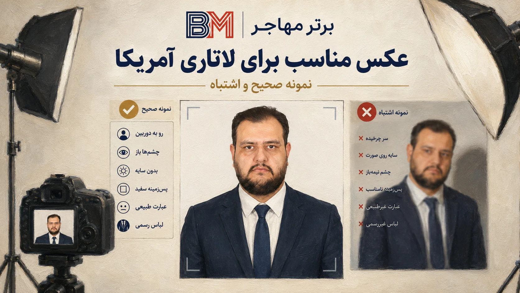 نمونه شرایط تهیه عکس استاندارد برای ثبت نام لاتاری