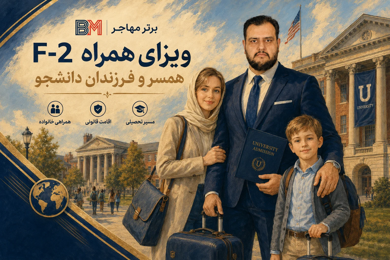 ویزای همراه F2 برای همسر و فرزندان دانشجو