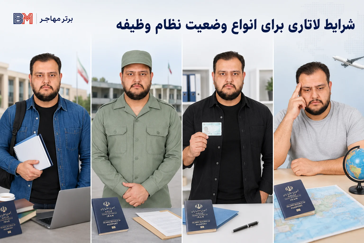 مقایسه شرایط لاتاری برای دانشجویان، سربازان، معاف شدگان و مشمولان غایب