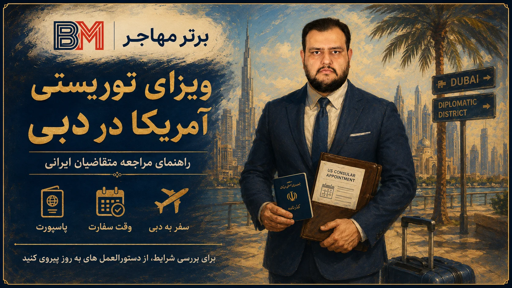 مراجعه متقاضیان ایرانی ویزای توریستی آمریکا به دبی