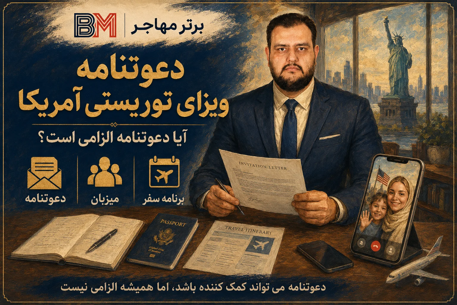 دعوتنامه ویزای توریستی آمریکا از طرف میزبان
