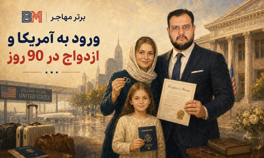 ازدواج در 90 روز پس از ورود با ویزای K1 آمریکا