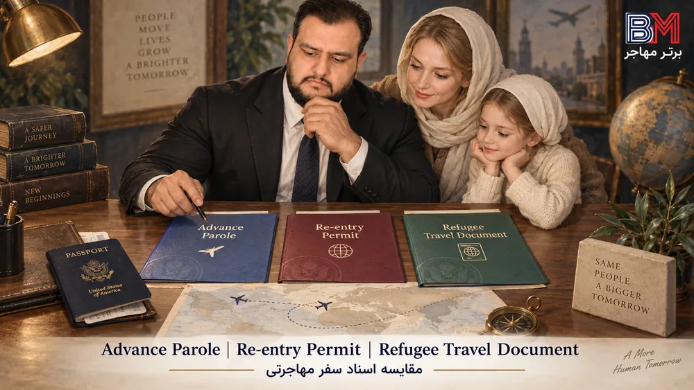 مقایسه Advance Parole با Re-entry Permit و Refugee Travel Document برای مهاجران آمریکا