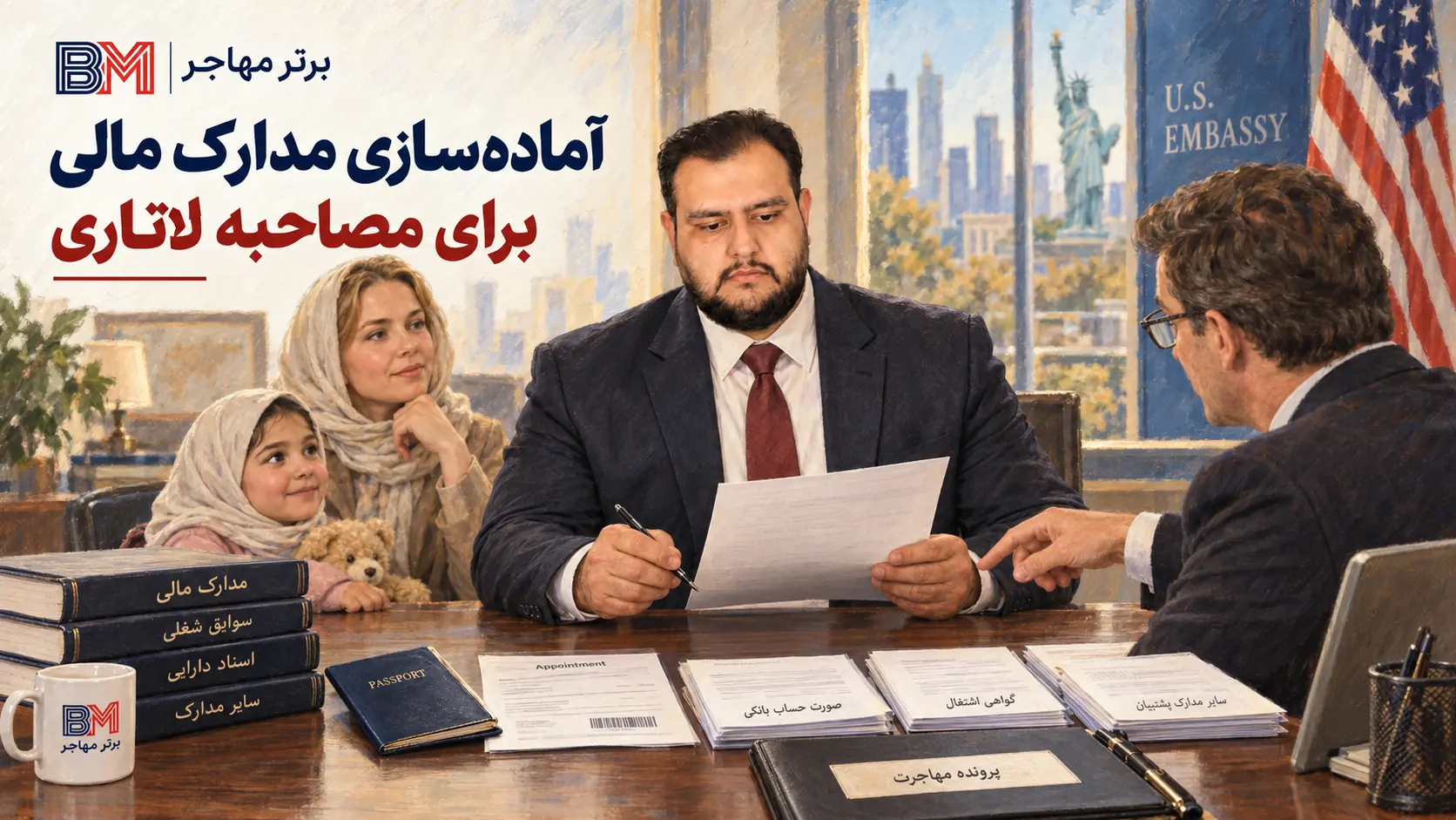 آماده سازی مدارک مالی برای مصاحبه لاتاری آمریکا