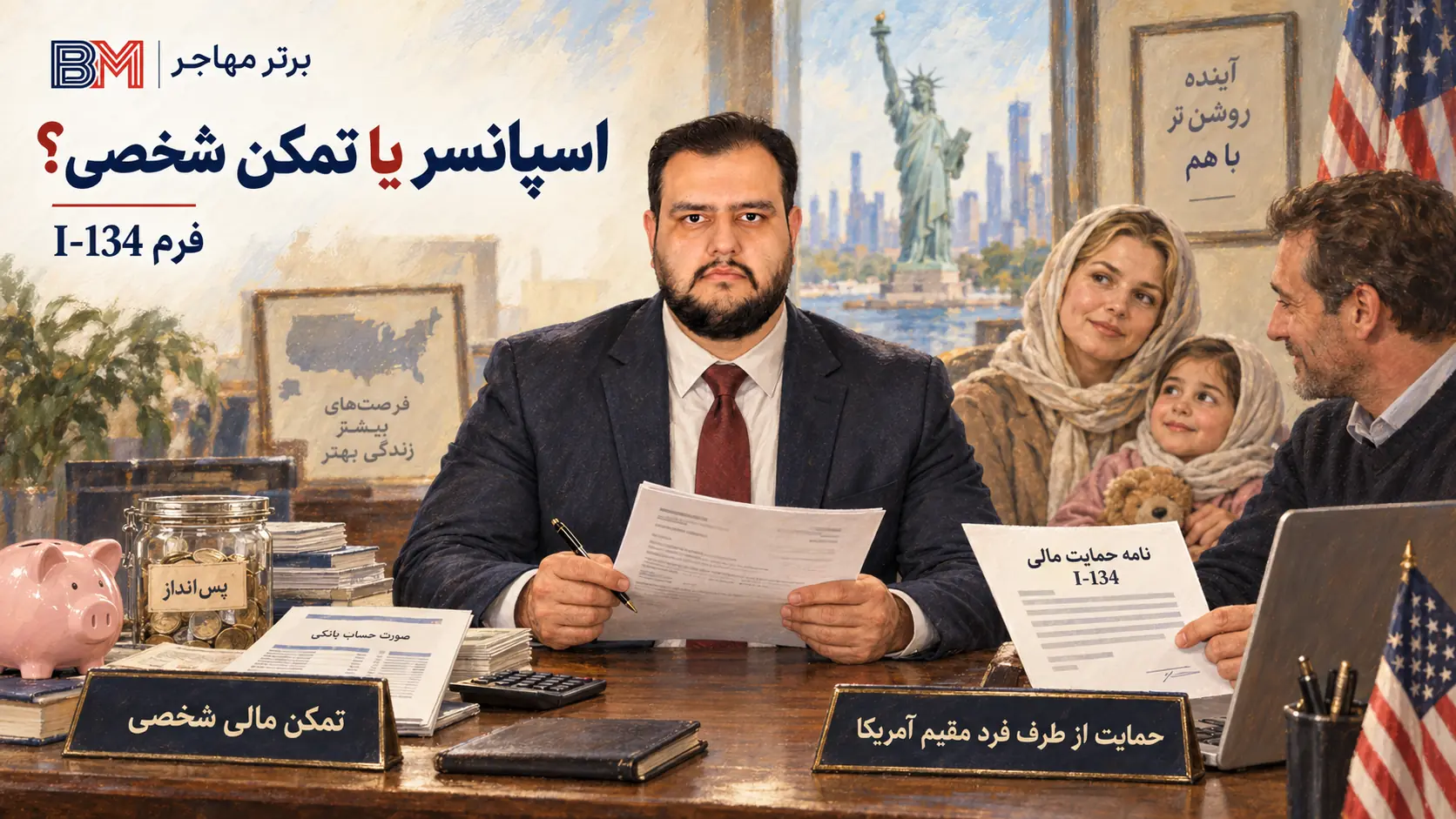 اسپانسر و فرم I-134 برای تمکن مالی برندگان لاتاری