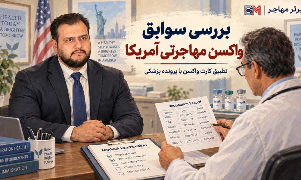 بررسی کارت واکسن و سوابق واکسیناسیون برای مدیکال مهاجرتی آمریکا