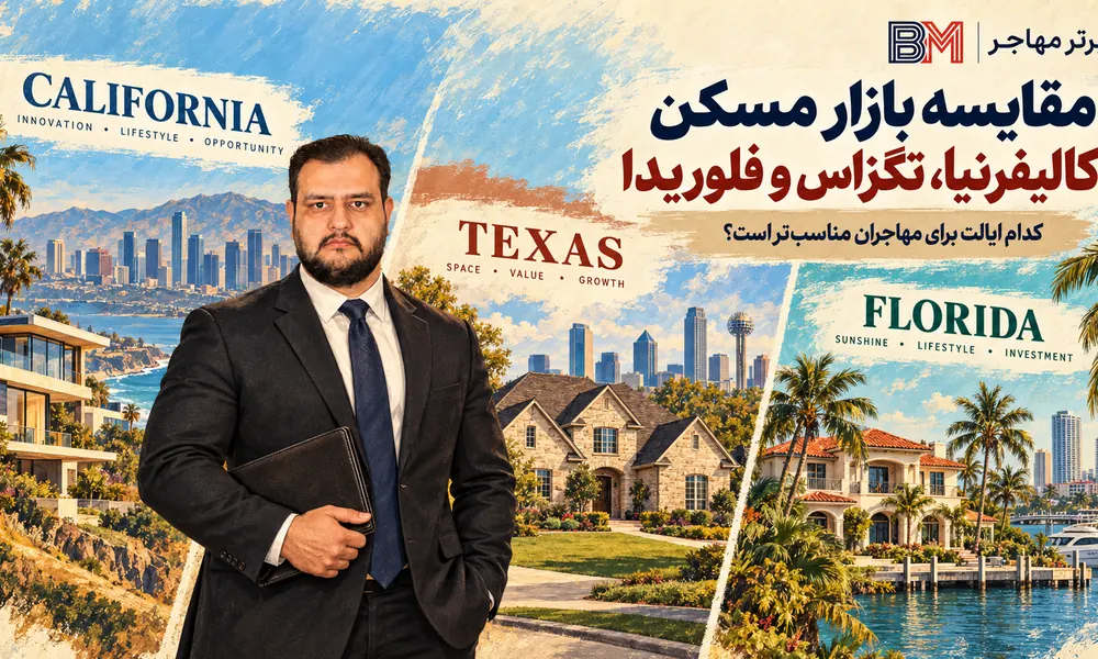 مقایسه قیمت خانه در کالیفرنیا تگزاس و فلوریدا برای مهاجران