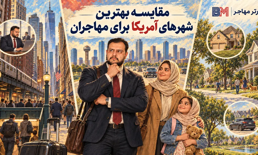 مقایسه بهترین شهرهای آمریکا برای مهاجران از نظر کار، مسکن و حمل و نقل