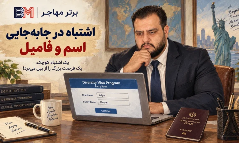 جا به جا نوشتن اسم و فامیل در ثبت نام لاتاری گرین کارت آمریکا راهنمای کامل پیشگیری و اصلاح اشتباه
