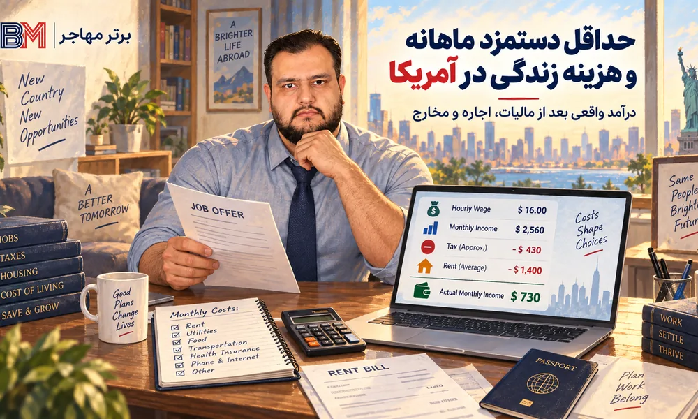 مقایسه حقوق ماهانه و هزینه زندگی مهاجران در آمریکا