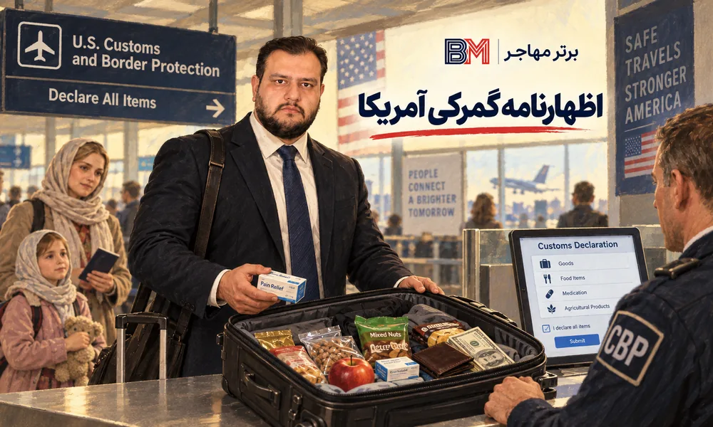 اظهارنامه گمرکی آمریکا برای مواد غذایی، پول و کالاهای همراه مسافر