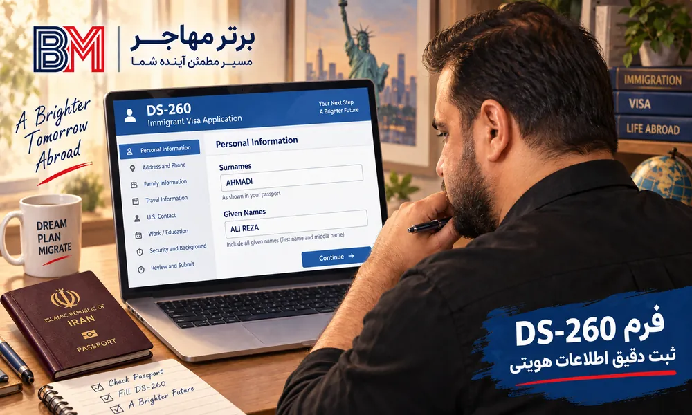 بررسی و اصلاح اشتباه Middle Name در فرم DS-260 برندگان لاتاری