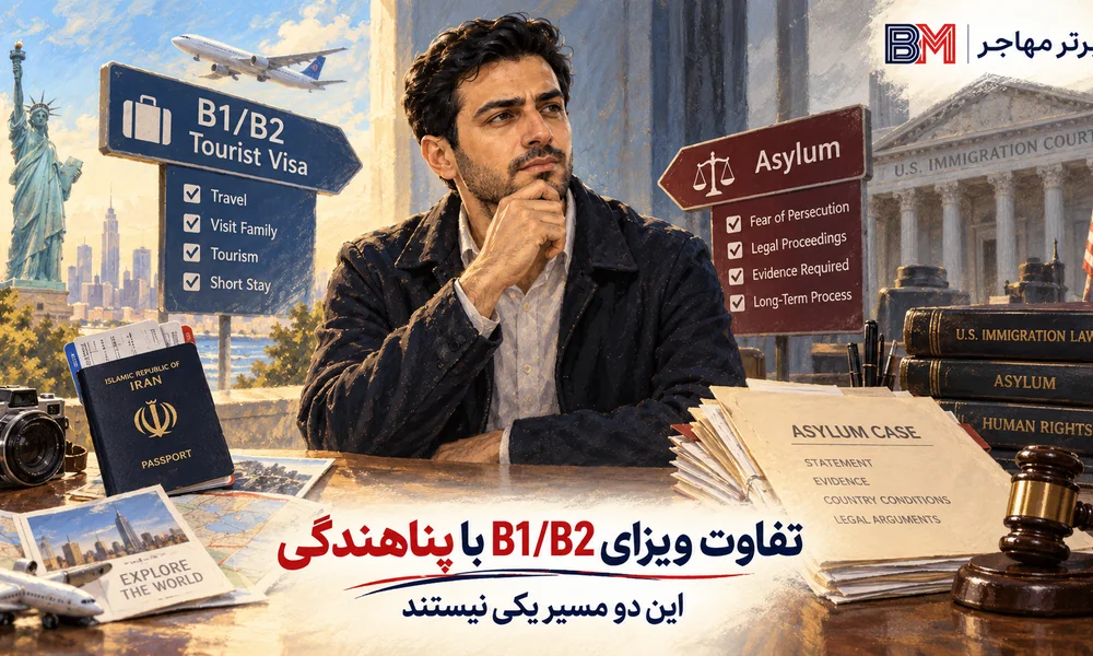 تفاوت ویزای توریستی B1 B2 آمریکا با درخواست پناهندگی Asylum