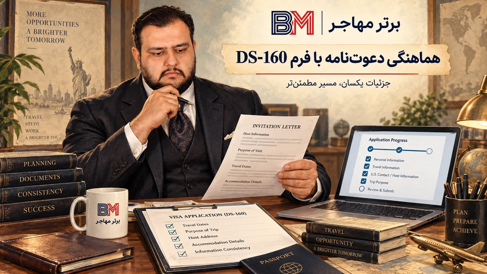 بررسی هماهنگی دعوت نامه ویزای آمریکا با اطلاعات فرم DS-160