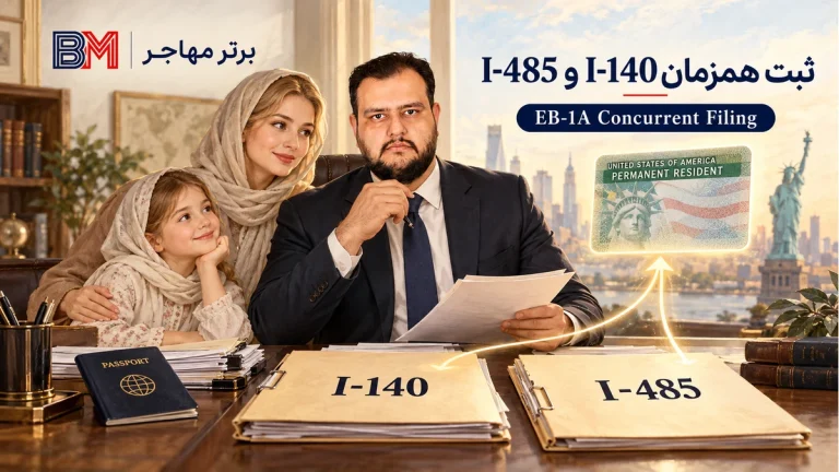 درخواست همزمان EB-1A در 2026؛ I-140 و I-485 چگونه کار می کنند و چه زمانی مناسب است؟