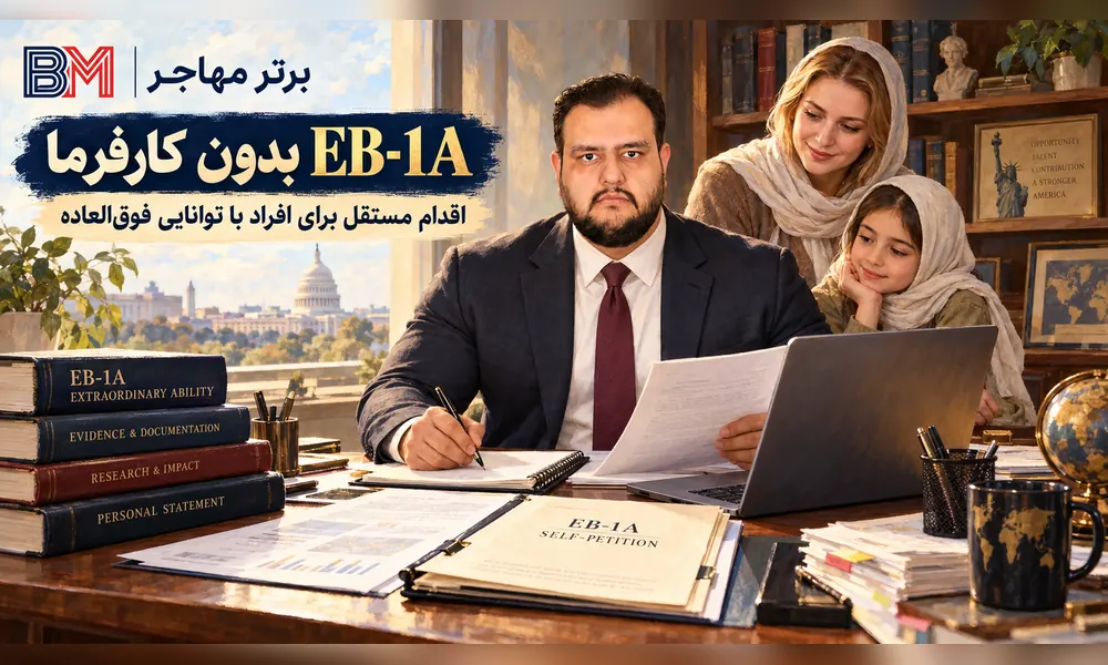 متقاضی EB-1A در حال آماده سازی پرونده مهاجرتی بدون نیاز به کارفرما