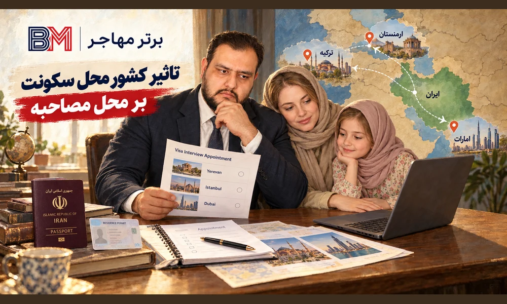تاثیر کشور محل سکونت بر محل مصاحبه ویزای آمریکا در 2026