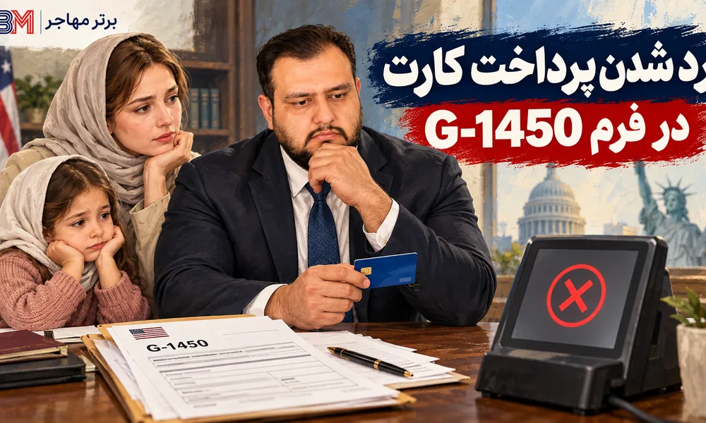 رد شدن پرداخت کارت برای پرونده USCIS و فرم G-1450