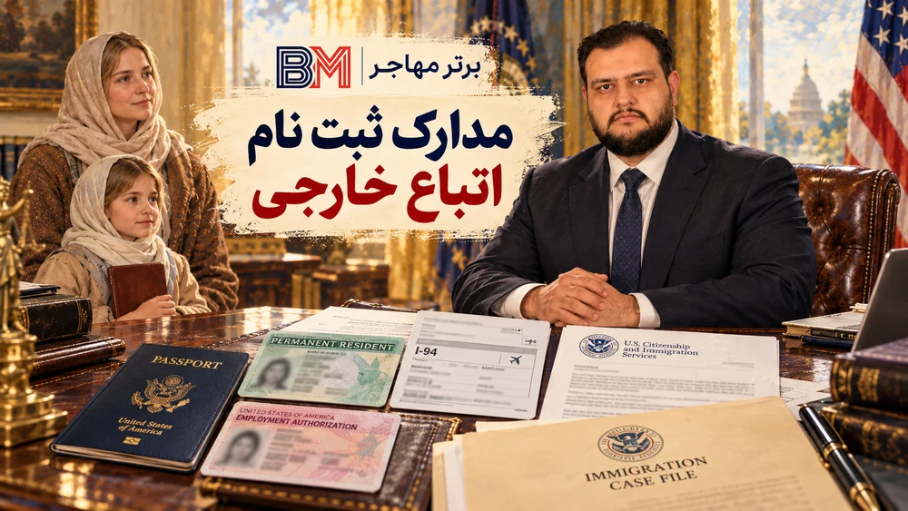مدارک ثبت نام اتباع خارجی شامل گرین کارت، I-94 و کارت EAD آمریکا