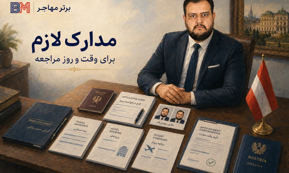 مدارک لازم برای وقت سفارت و درخواست ویزای اتریش
