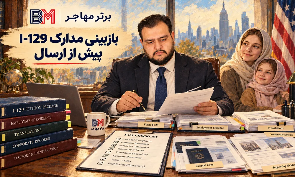 بازبینی فرم I-129 و مدارک پشتیبان پیش از ارسال پرونده