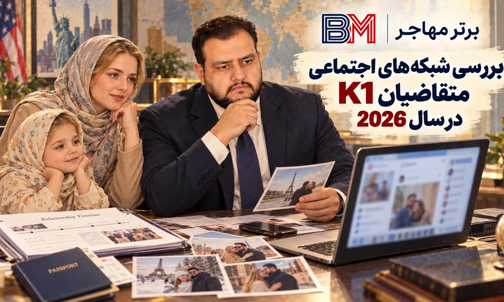 بررسی حضور آنلاین و شبکه های اجتماعی متقاضی ویزای K1 در سال 2026
