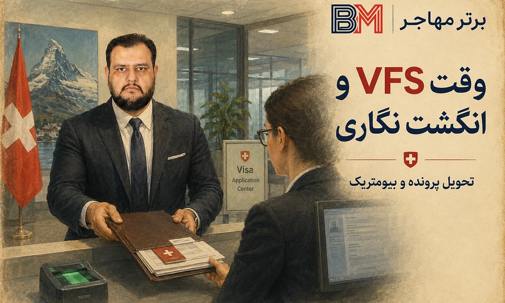 مراجعه برای وقت VFS و انگشت نگاری ویزای توریستی سوئیس