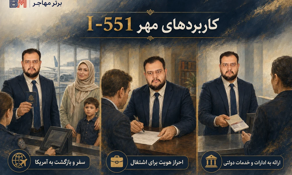 کاربرد مهر I-551 برای سفر، استخدام و اثبات اقامت دائم